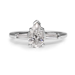 14ct White Gold Pear Solitaire Diamond Ring