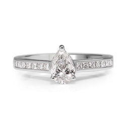 18ct White Gold Pear and Princess Cut Diamond Ring