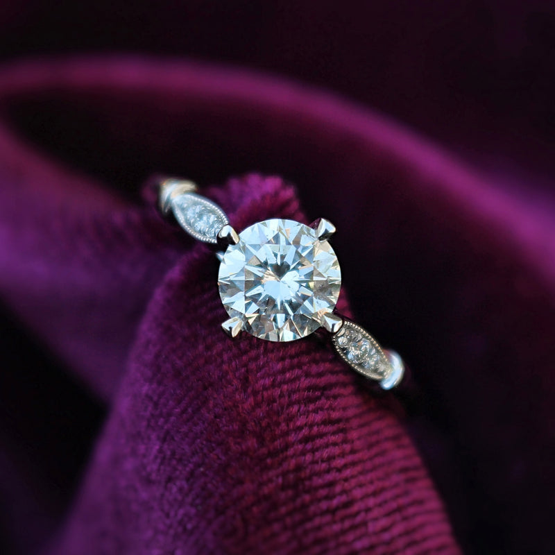 Platinum Vintage Style Diamond Solitaire Ring