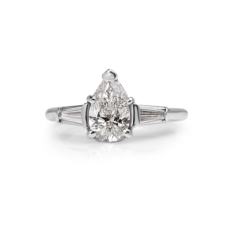 Platinum Pear Shape Diamond Ring
