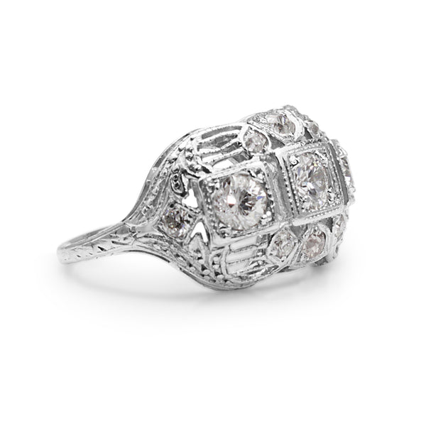 Platinum Art Deco Old Cut Diamond Ring