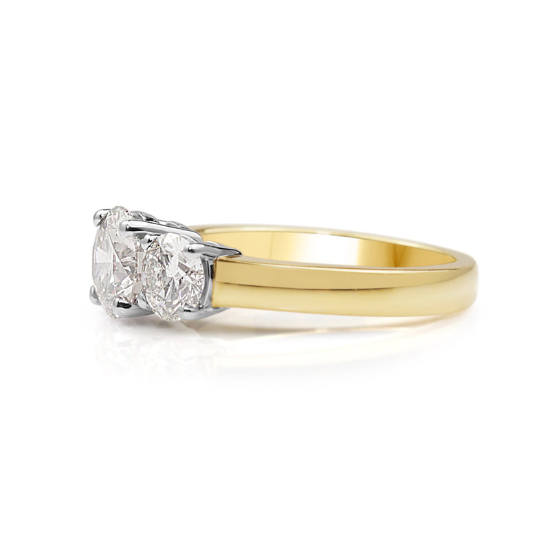 18ct Yellow and White Gold 3 Stone Diamond Ring