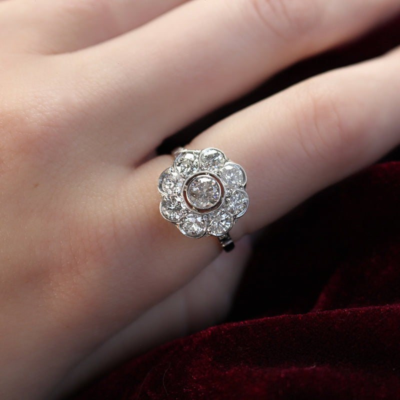 Platinum Diamond Daisy Ring