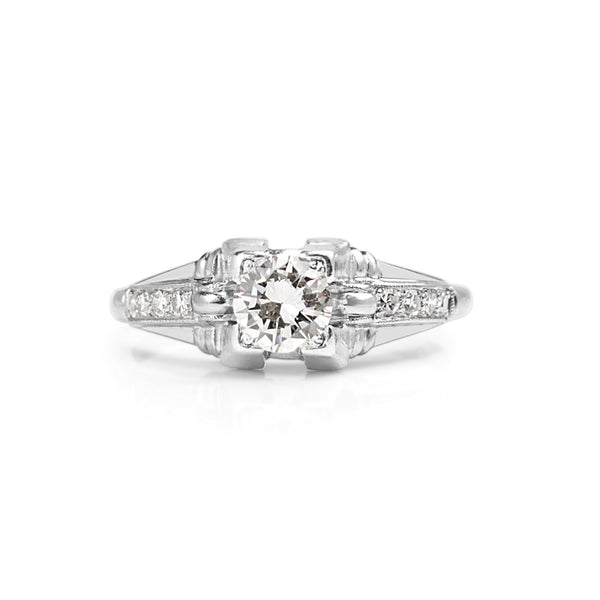 Platinum Deco Old Cut Diamond Ring