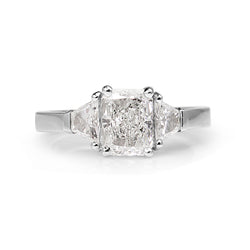 18ct White Gold Radiant 3 Stone Diamond Ring