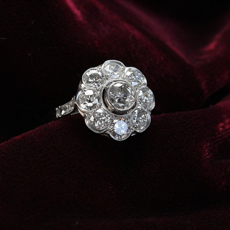 Platinum Diamond Daisy Ring