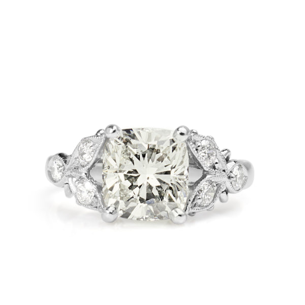 Platinum Cushion Vintage Style Diamond Ring