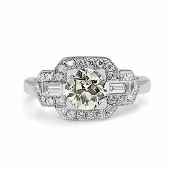 Platinum Art Deco Style Old Cut Diamond Ring