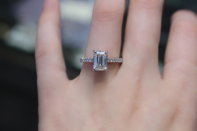 18ct White Gold Emerald Cut Diamond Solitaire Ring