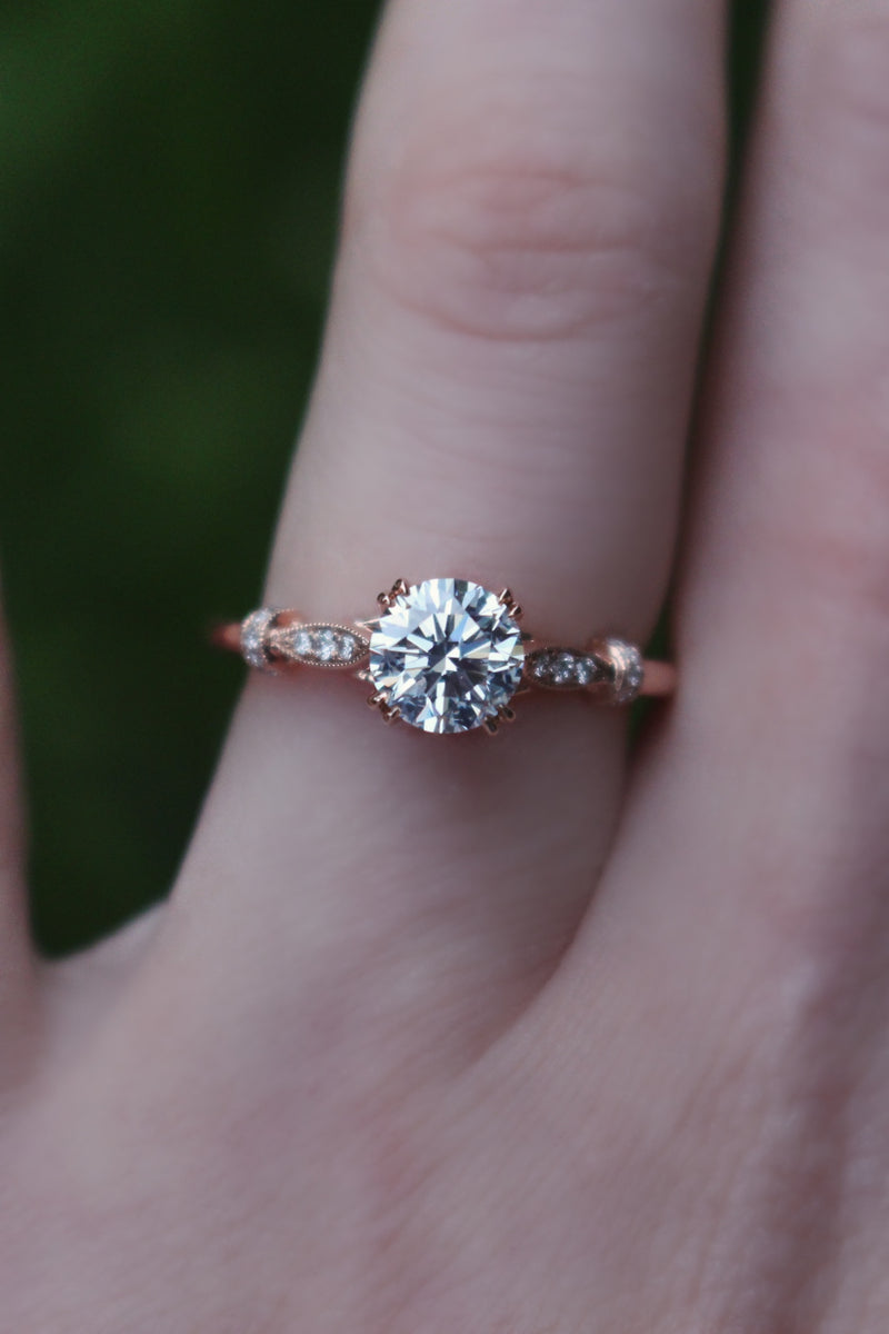 18ct Rose Gold Vintage Style Solitaire Ring