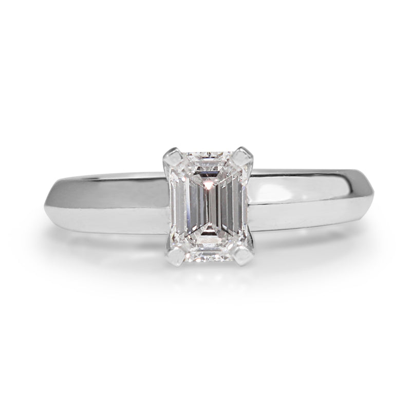 18ct White Gold Emerald Cut Diamond Solitaire Ring