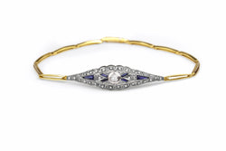 18ct Yellow and White Gold Sapphire and Diamond Art Deco Bracelet