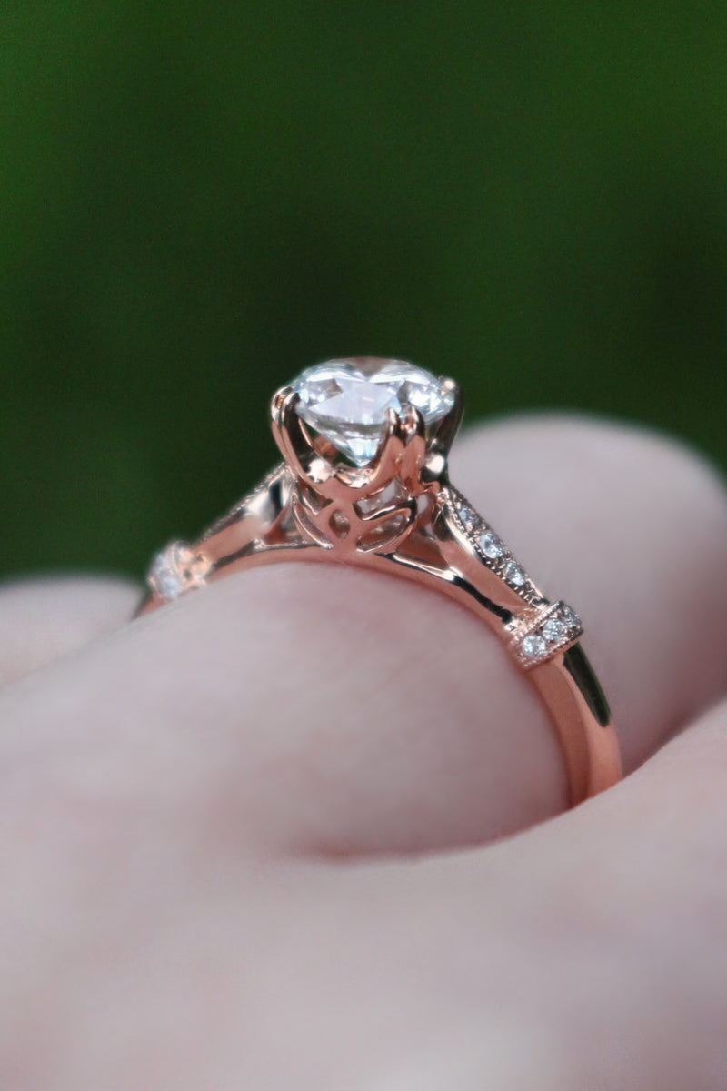 18ct Rose Gold Vintage Style Solitaire Ring