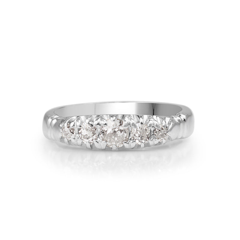 18ct White Gold Old Cut 5 Stone Diamond Ring