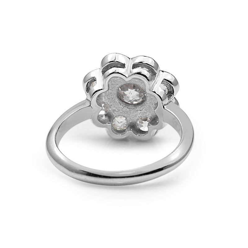 18ct White Gold Old Cut Diamond Daisy Ring