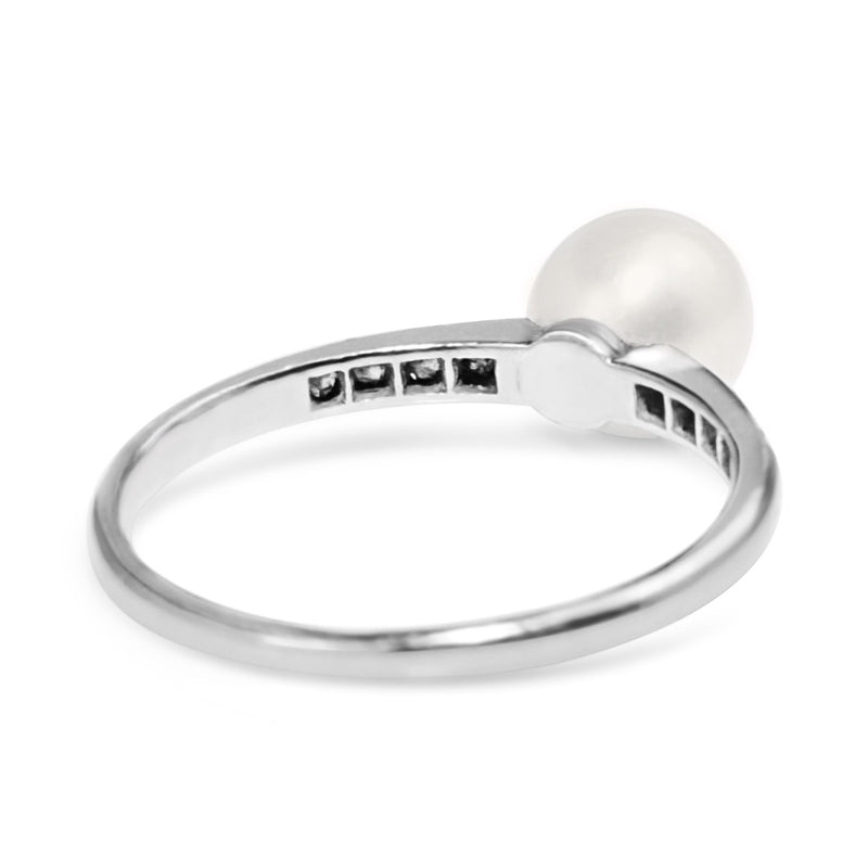 Platinum Vintage Pearl and Diamond Ring