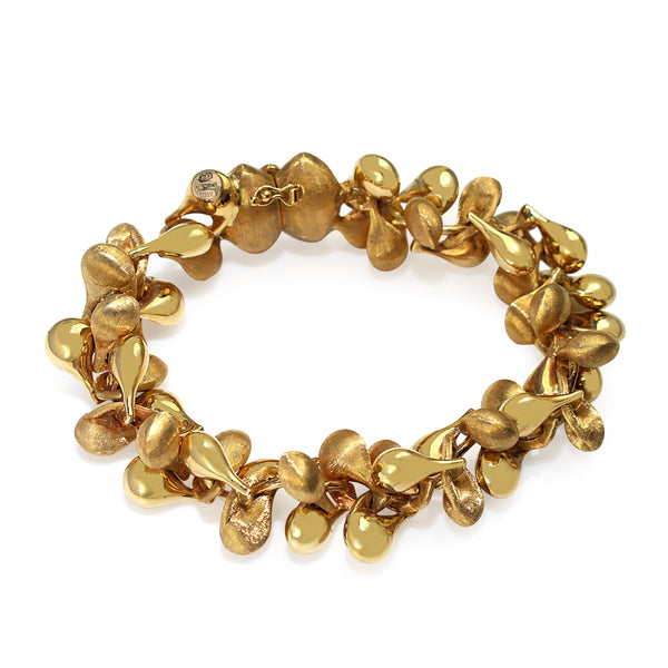 18ct Yellow Gold Fancy Link Bracelet with Polished and Satin/Matte Links