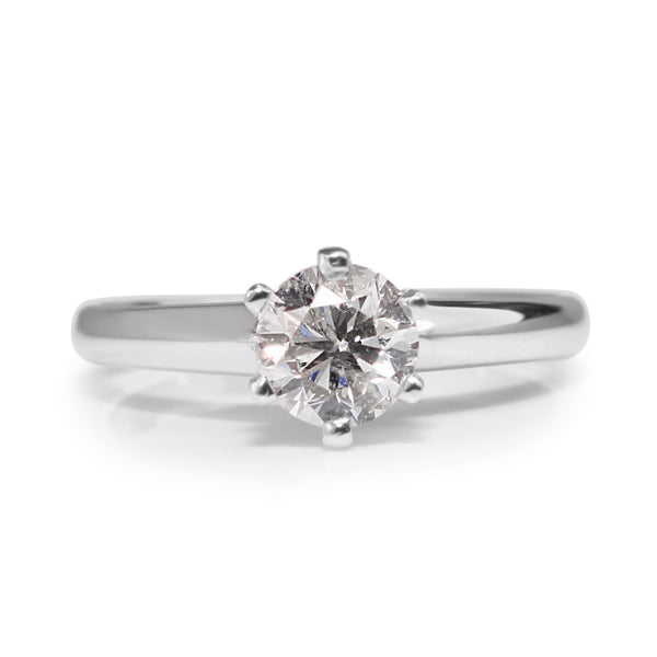 18ct White Gold Diamond 6 Claw Solitaire Ring