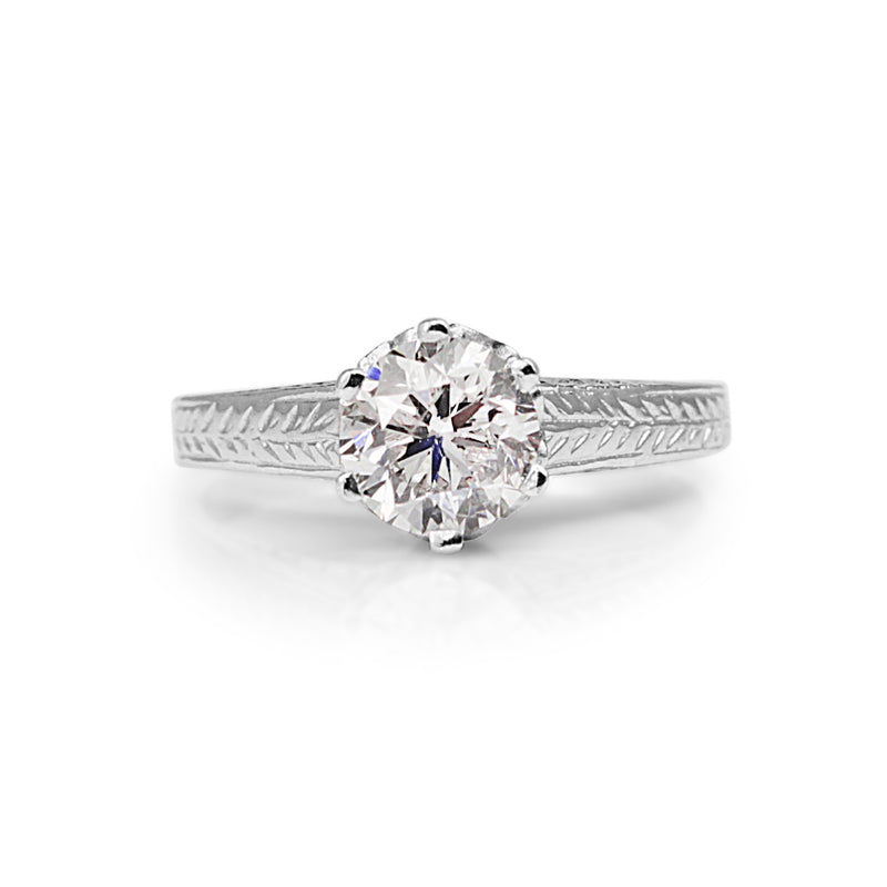 18ct White Gold Antique Style Diamond Solitaire Ring