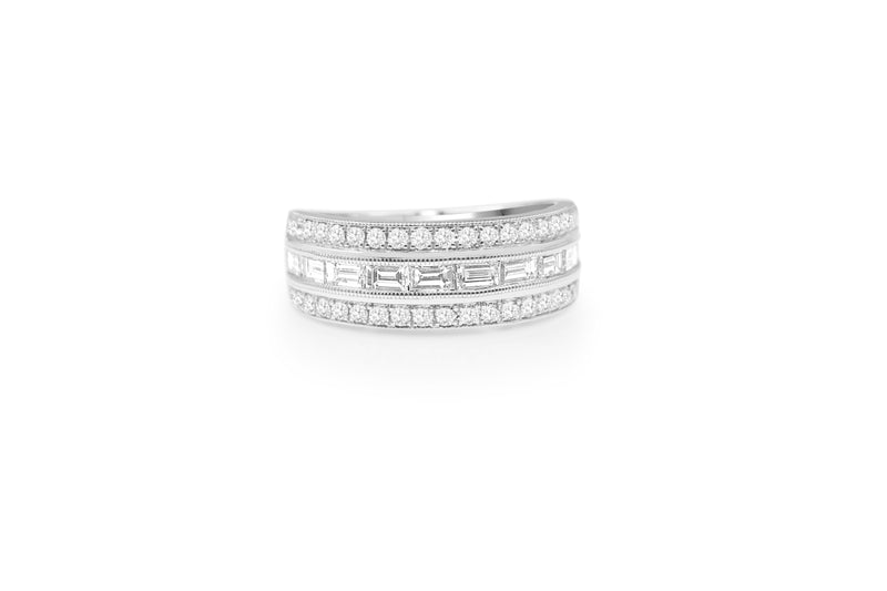 9ct White Gold Wide Diamond Band