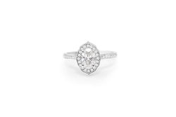 18ct White Gold Oval Vintage Style Halo Ring