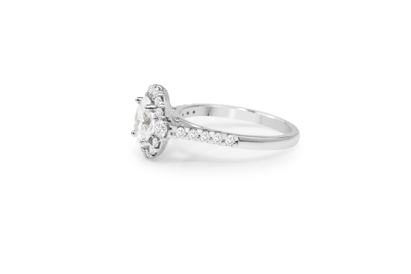 18ct White Gold Oval Halo Diamond Ring