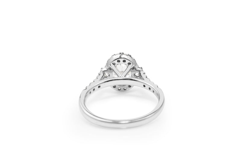 18ct White Gold Oval Halo Diamond Ring