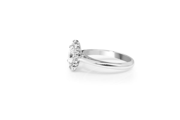 18ct White Gold Oval Halo Diamond Ring
