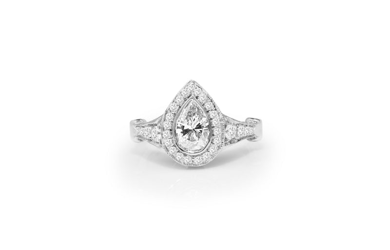 14ct White Gold Pear Shaped Cluster Ring