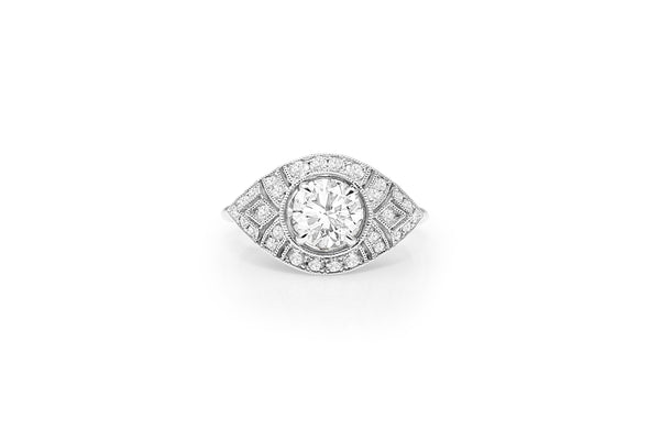 18ct White Gold Art Deco Style Diamond Ring