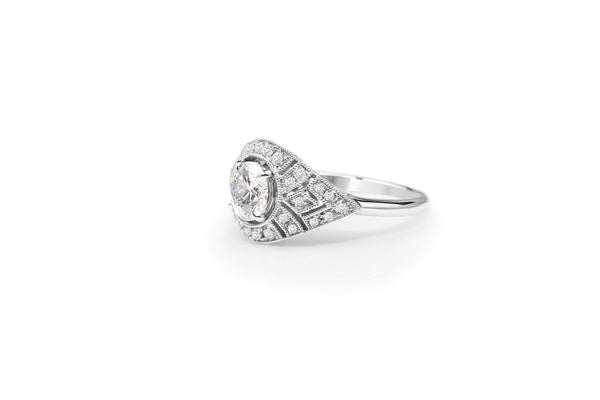 18ct White Gold Art Deco Style Diamond Ring