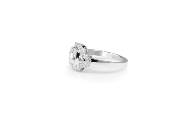 Platinum Old Cut Diamond Art Deco Style Ring