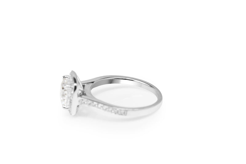 18ct White Gold Cushion Halo Diamond Ring