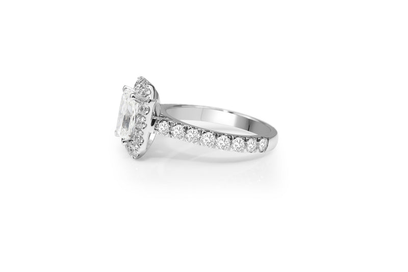 18ct White Gold Radiant Halo Diamond Ring