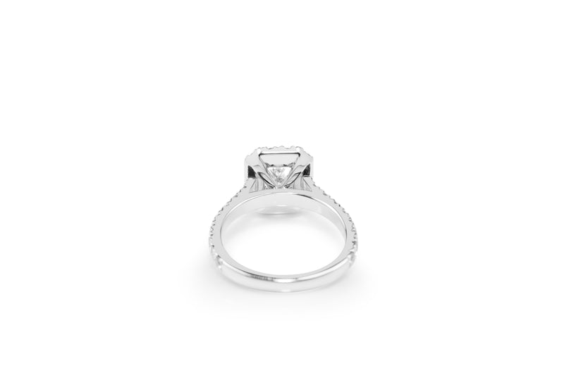 18ct White Gold Radiant Halo Diamond Ring