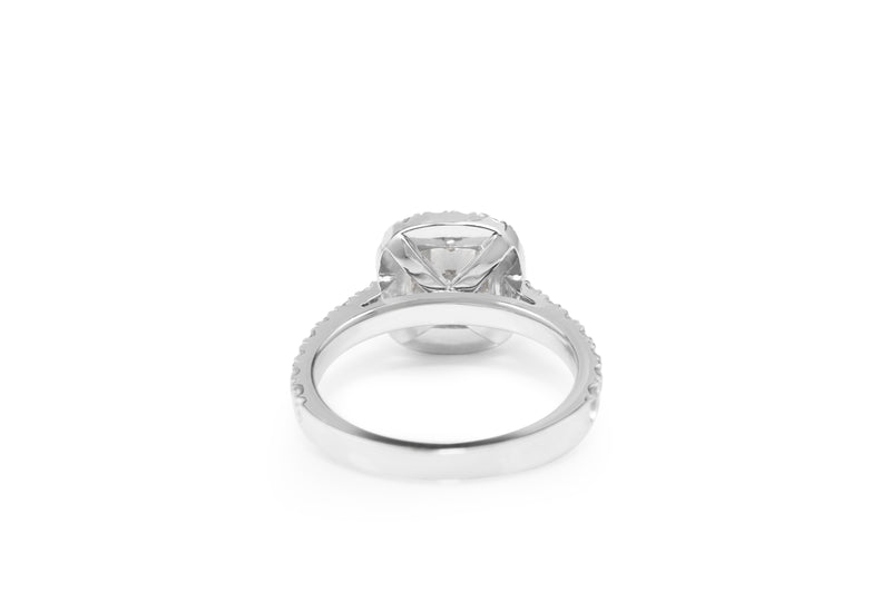 18ct White Gold Cushion Diamond Halo Ring