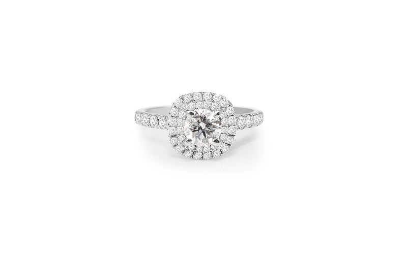 18ct White Gold Double Halo Diamond Ring