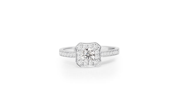 18ct White Gold Diamond Halo Ring