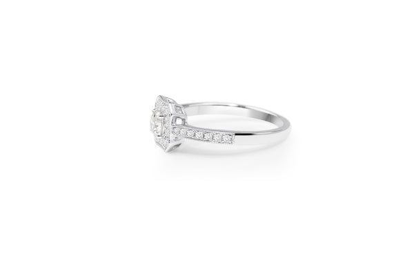 18ct White Gold Diamond Halo Ring