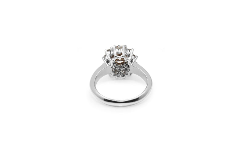 18ct White Gold Champagne Diamond Double Halo Ring