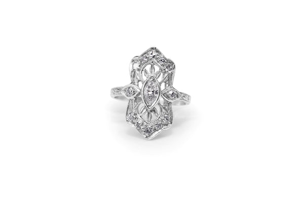 Platinum Art Deco Old Cut Diamond Ring