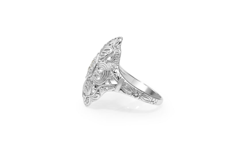 18ct White Gold Art Deco Old Cut Diamond Ring