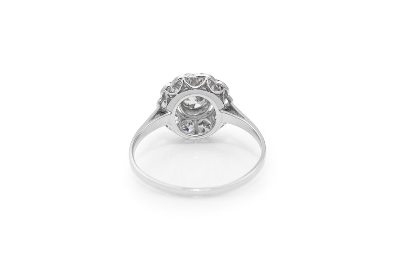 Platinum Art Deco Old Cut Diamond Daisy Ring