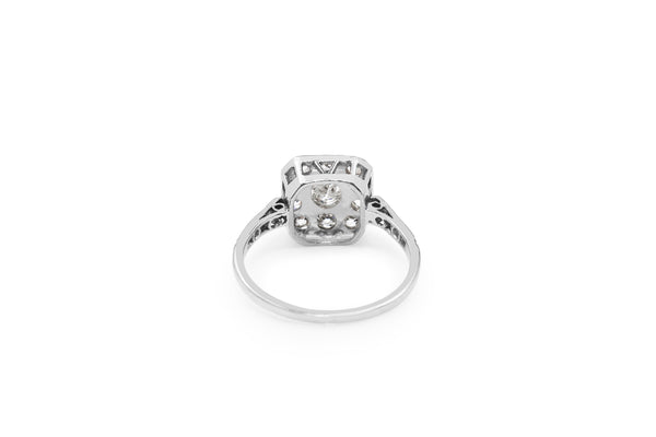 Platinum Art Deco Old Cut Diamond Cluster Ring