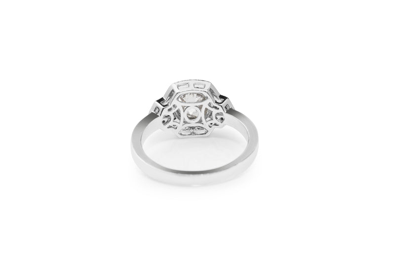 Platinum Old Cut Diamond Art Deco Style Ring