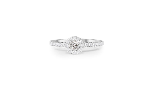 18ct White Gold Halo Diamond Ring