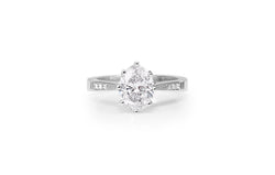 Platinum Oval Solitaire Diamond Ring