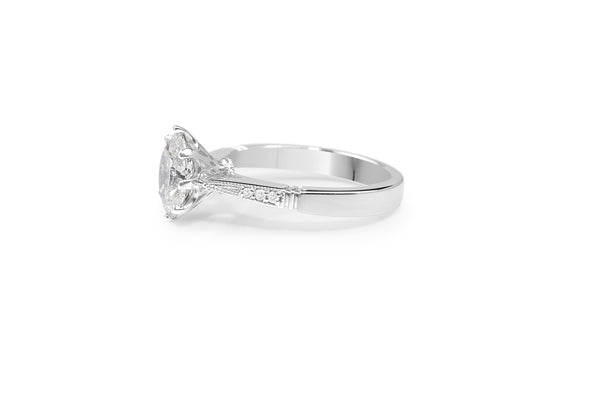 Platinum Oval Solitaire Diamond Ring