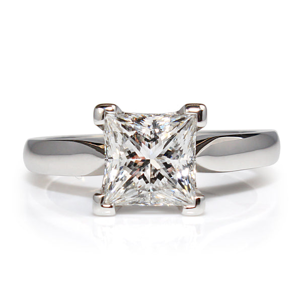 18ct White Gold Princess Cut Diamond Solitaire