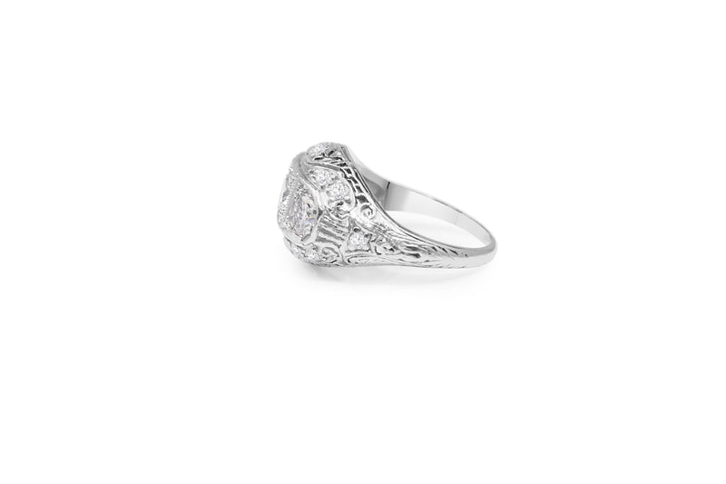 18ct White Gold Art Deco Old Cut Diamond Ring